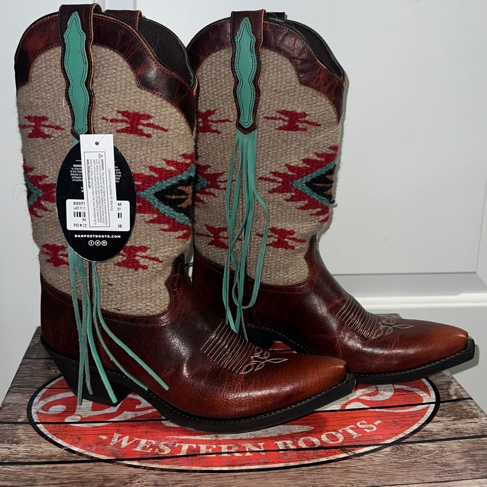 Laredo Brown and Teal Heeled Boots